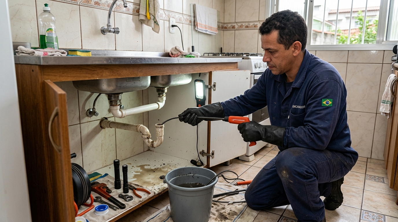 Equipe de desentupimento de canos em Teresina-PI