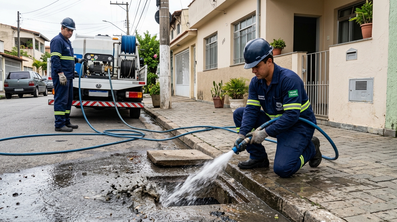 Hidrojateamento de redes hidráulicas em Teresina-PI