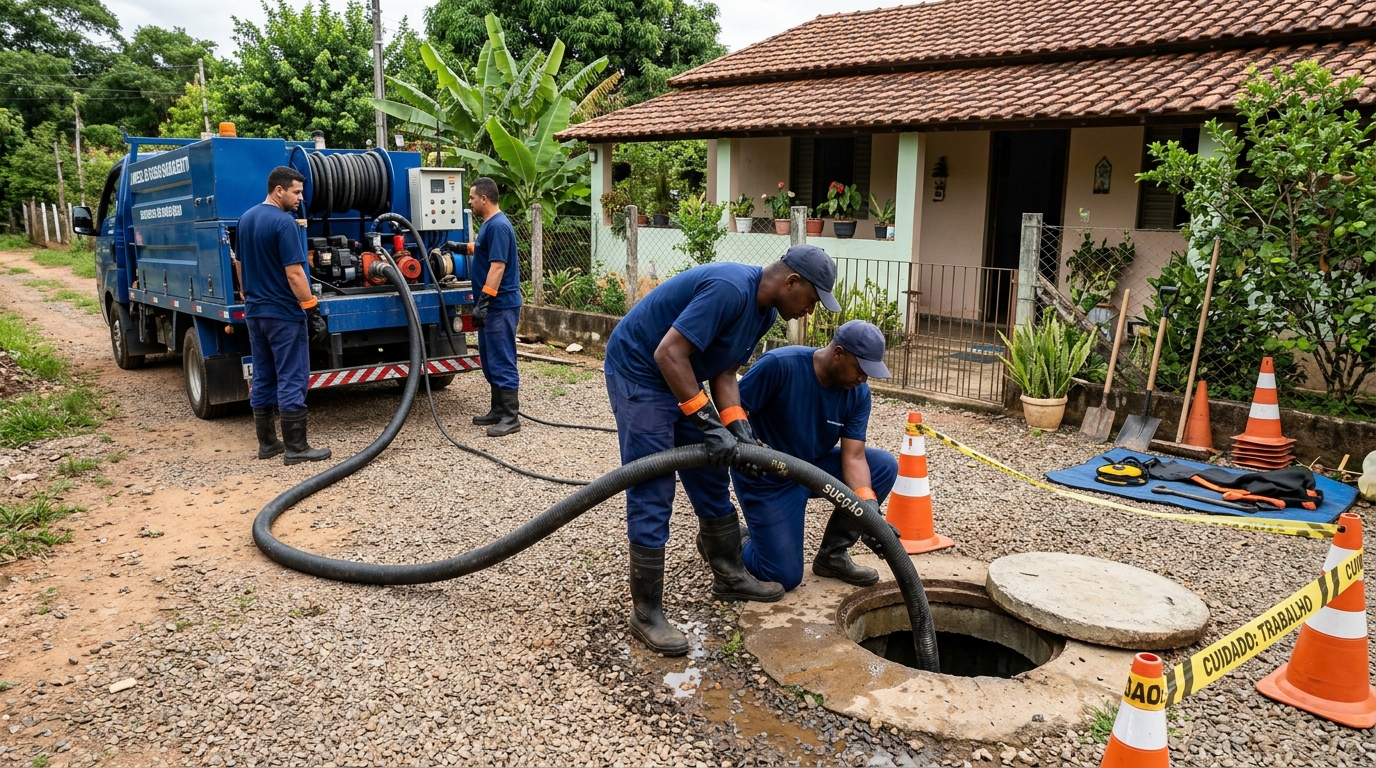 Equipe de desentupimento de fossa em Teresina-PI